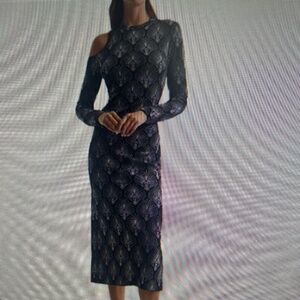 Reiss Midi One shoulder formal dress size M